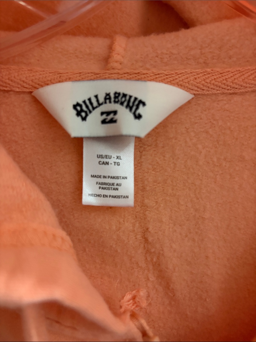 Billabong Peach Zip Hoodie with Small Chest Graphic - Picture 2 of 3